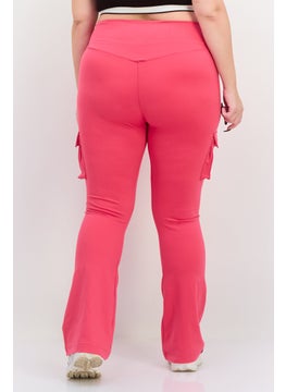 The Giving Movement Women Regular Fit Plain Cargo Pocket Flare Pants, Pink  - Image 3