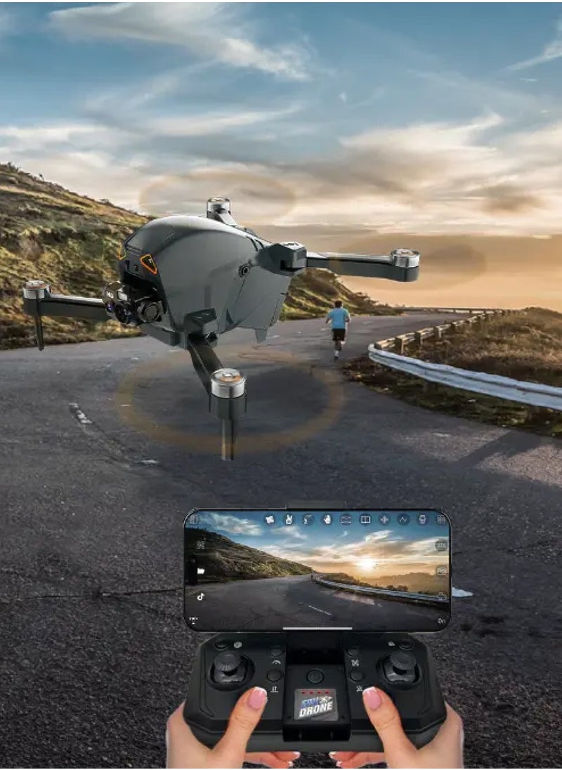 porodo - Aerovision Camera Drone with Dual Camera & Electric Regulation / Auto Obstacle Avoidance / Brushless Motor / 15 Min Flight Time / 80M Height Range - Black - Image 1