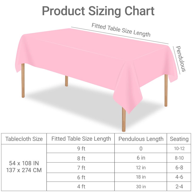 MRJ 3 Pack Pink Plastic Tablecloths for Rectangle Tables Disposable Table Cloth 54 x 108 Inch Waterproof for Girls Party Picnic Valentines - Image 5