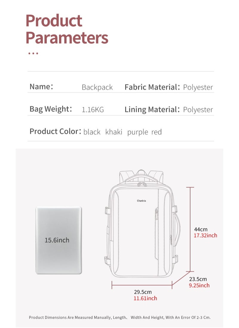 Chantria - CB00617 Multi-Purpose Casual 15.6 Laptop Compartment Waterproof Expandable Backpack for Women - Black - Image 1