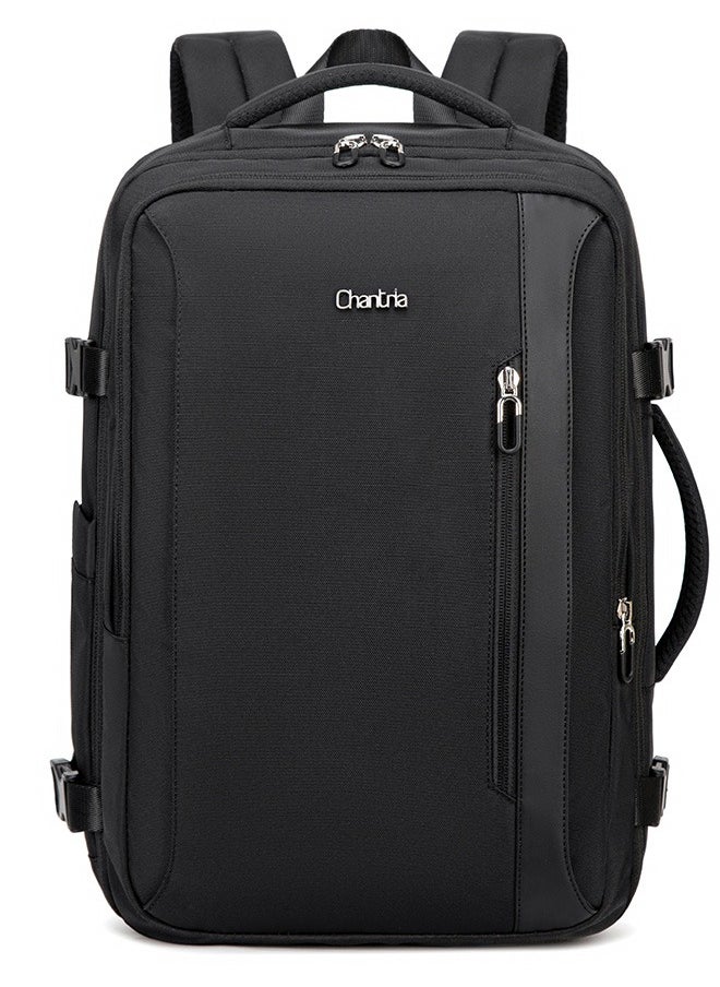 Chantria - CB00617 Multi-Purpose Casual 15.6 Laptop Compartment Waterproof Expandable Backpack for Women - Black - Image 1
