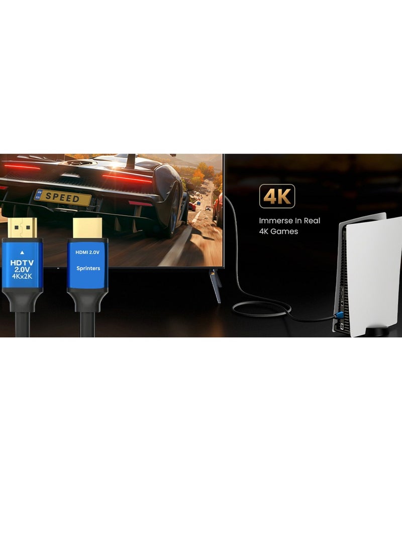 سبرينترز - كابل HDMI بطول ٣ أمتار يدعم تقنية 4K ومعيار HDMI 2.0 عالي السرعة بدقة 4K@60Hz، يمكن استخدامه لربط الأجهزة التي تدعم الفيديو عالي الوضوح مثل جهاز  وأجهزة التلفزيون عالية الوضوح  وإكس بوكس وبلايستيشن - Image 1