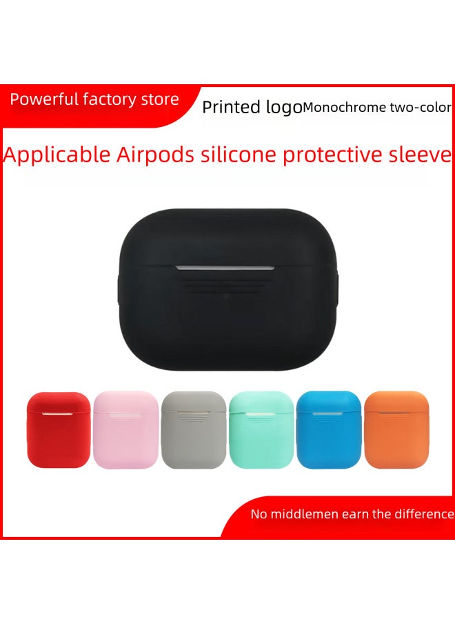 Generic - Suitable For Airpods 2/3/pro 4/5/6 Generation Silicone Case Protective Case Apple Bluetooth Headset Protective Case-Color:Airpods 1/2 (ND Model)-Applicable Model:Black - Image 1