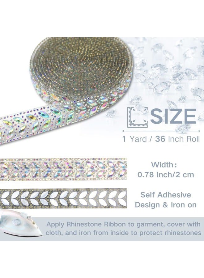 PEARLY JUN 1 Yard Rhinestone Ribbon Self Adhesive Silver AB Bling Stickers Bedazzling Strips Trim Chain Tape Glitter Diamond Crystal Crafts Applique Sticker for Party Phone Wedding Cake Decoration - Image 3