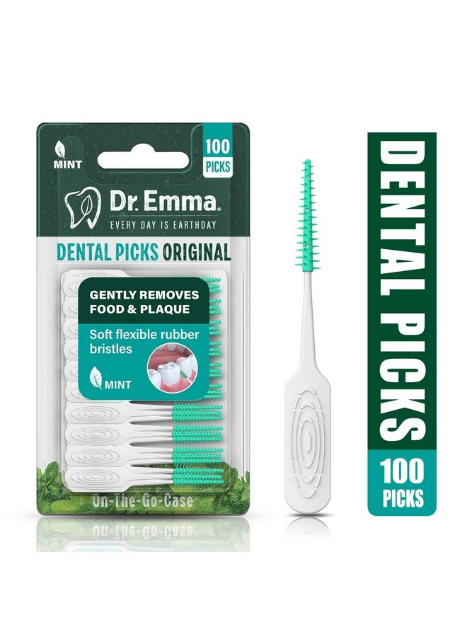 Dr.Emma Dr. Emma Original Dental Picks Mint Soft Rubberized Tooth Picks Easy to Use Brush Picks 100Ct/Pack, 2 Packs (200Ct) - Image 2