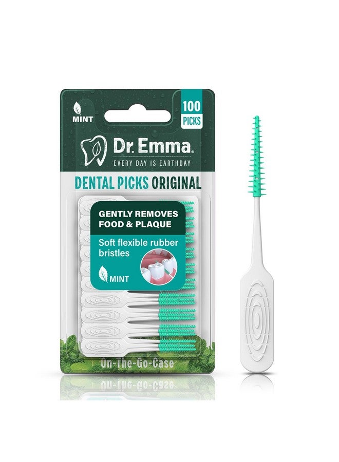 Dr.Emma Dr. Emma Original Dental Picks Mint Soft Rubberized Tooth Picks Easy to Use Brush Picks 100Ct/Pack, 2 Packs (200Ct) - Image 3