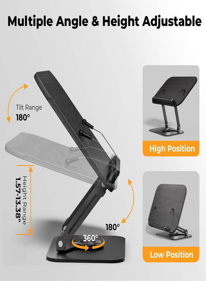 SupeDesk Book Stand for Reading, Adjustable Book Holder with 360° Rotating Bases, Foldable Designs, and Elastic Clips, Multifunctional Display Stand for Recipe, Cookbooks, Magazines, Tablets (Black) - Image 3