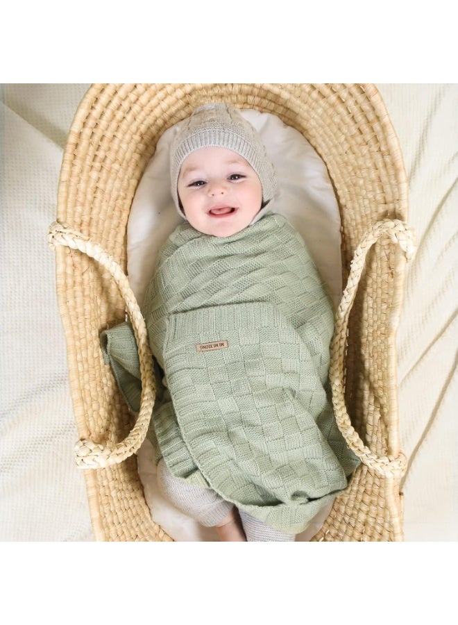 Baby Blankets for Boys Cable Knitted Baby Blanket Girl Soft Newborn Receiving Swaddle Stroller Crib Sage Green 40"x30" - Image 5