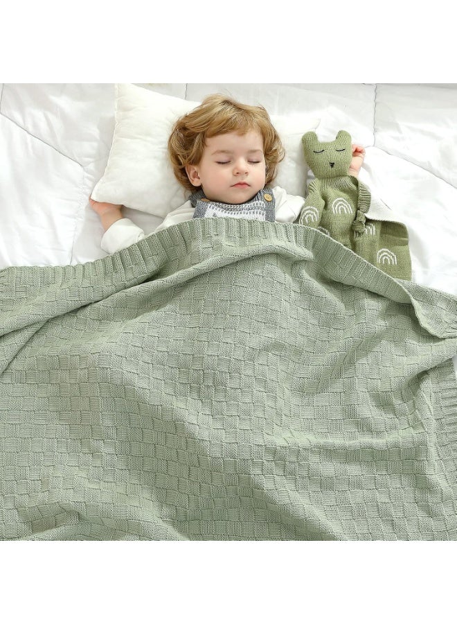Baby Blankets for Boys Cable Knitted Baby Blanket Girl Soft Newborn Receiving Swaddle Stroller Crib Sage Green 40"x30" - Image 2
