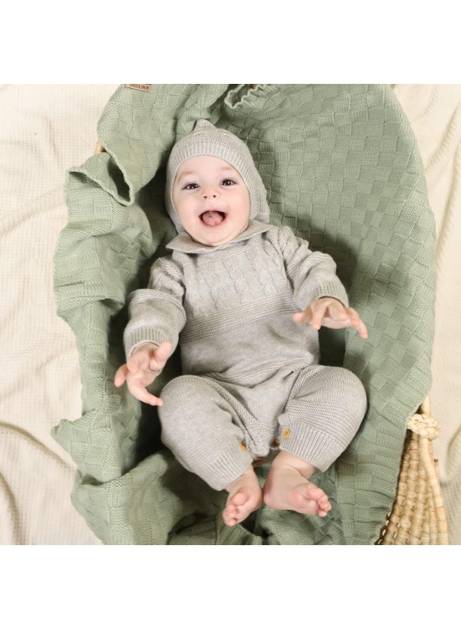 Baby Blankets for Boys Cable Knitted Baby Blanket Girl Soft Newborn Receiving Swaddle Stroller Crib Sage Green 40"x30" - Image 3