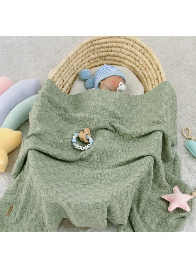 Baby Blankets for Boys Cable Knitted Baby Blanket Girl Soft Newborn Receiving Swaddle Stroller Crib Sage Green 40"x30" - Image 4