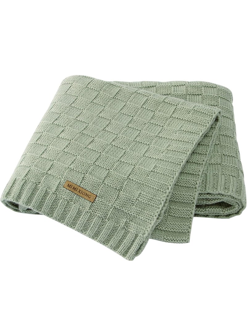 Baby Blankets for Boys Cable Knitted Baby Blanket Girl Soft Newborn Receiving Swaddle Stroller Crib Sage Green 40"x30" - Image 1