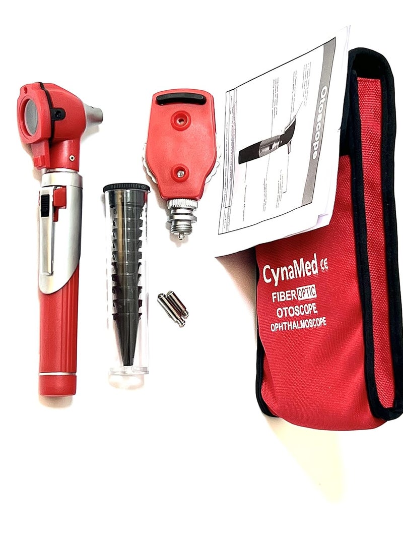 CYNAMED Otoscope - Ear Scope with Light, Ear Infection Detector, Both Adult and Pediatric Disposable Specula Tips (RED) - Image 3