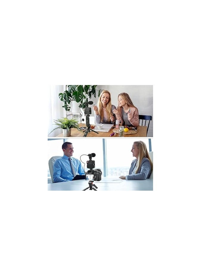 Generic - Vlogging Kit Included Bluetooth Remote, Mic, Mini Tripod Stand, LED Light & Phone Holder Clip for Making Videos/Recording YouTube Videos/Podcasting/Content Creation-Black - Image 1