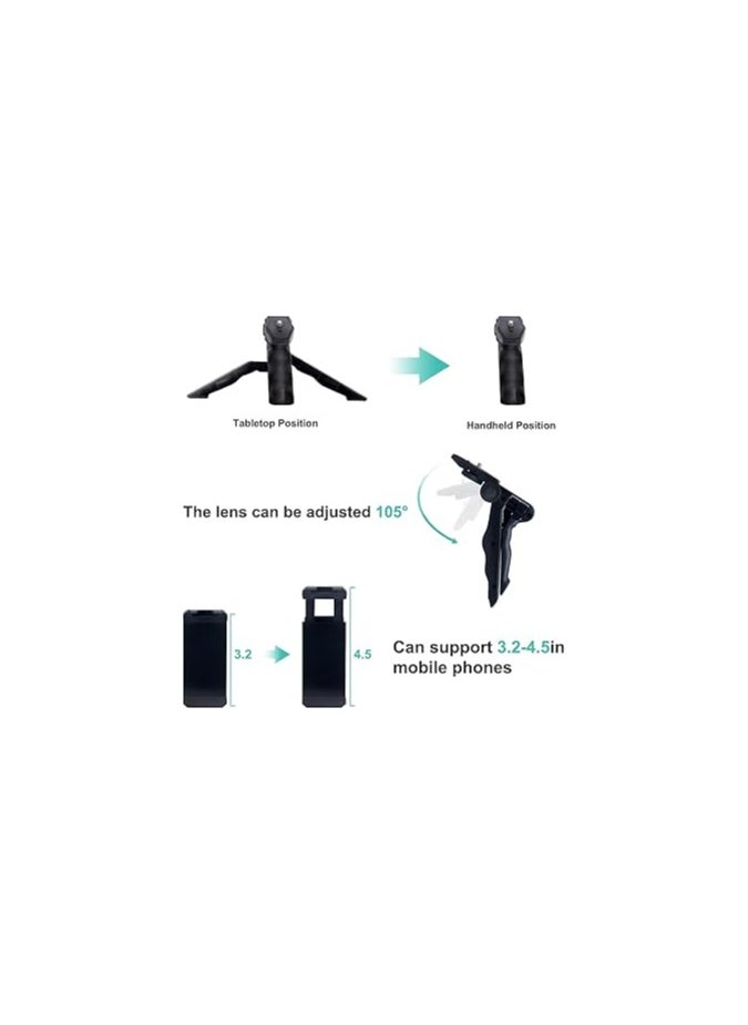Generic - Vlogging Kit Included Bluetooth Remote, Mic, Mini Tripod Stand, LED Light & Phone Holder Clip for Making Videos/Recording YouTube Videos/Podcasting/Content Creation-Black - Image 1