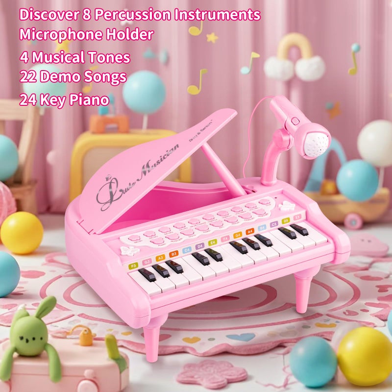 Amy & Benton Amy&Benton Piano Music Toy Baby for Toddlers Pink for Girls 1-3 Girl First Birthday Gift for 1 2 3 Years Old Girl 1st Birthday Toy Presents for 1 2 3+ Kids Gift - Image 3