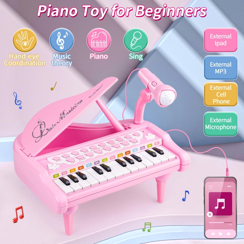 Amy & Benton Amy&Benton Piano Music Toy Baby for Toddlers Pink for Girls 1-3 Girl First Birthday Gift for 1 2 3 Years Old Girl 1st Birthday Toy Presents for 1 2 3+ Kids Gift - Image 2