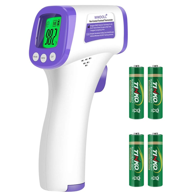 WWDOLL Thermometer for Adults Forehead Infrared Thermometer No Contact - High Caliber Sensor Digital Thermometer with LCD Display for Medical Offices, Hospitals - 4 Batteries Include - Image 1