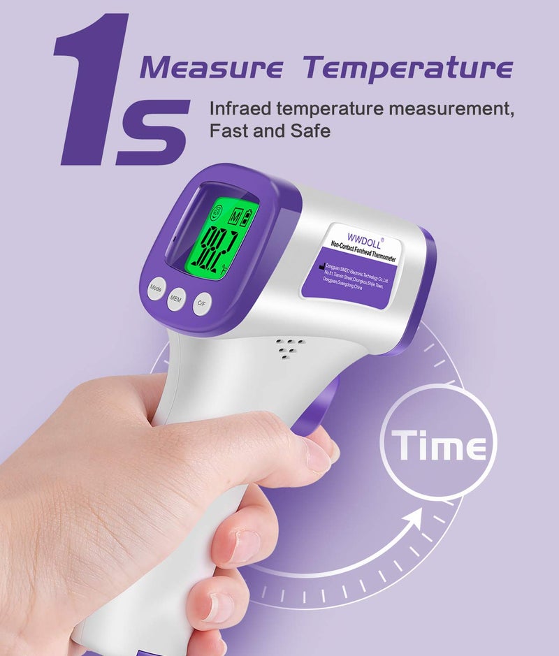 WWDOLL Thermometer for Adults Forehead Infrared Thermometer No Contact - High Caliber Sensor Digital Thermometer with LCD Display for Medical Offices, Hospitals - 4 Batteries Include - Image 3