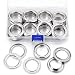 Chuangdi 25 Set 1 Inch Grommets Eyelets Kit Metal Eyelets with Washers Curtain Grommet with Hole Self Backing for Leather Tarp Clothes Canvas Silver - Image 2