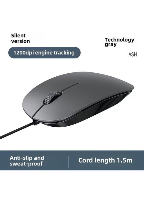 1 x 5 pcs Wired Optical Mouse for Apple Desktops Gray-mute-color box packaging