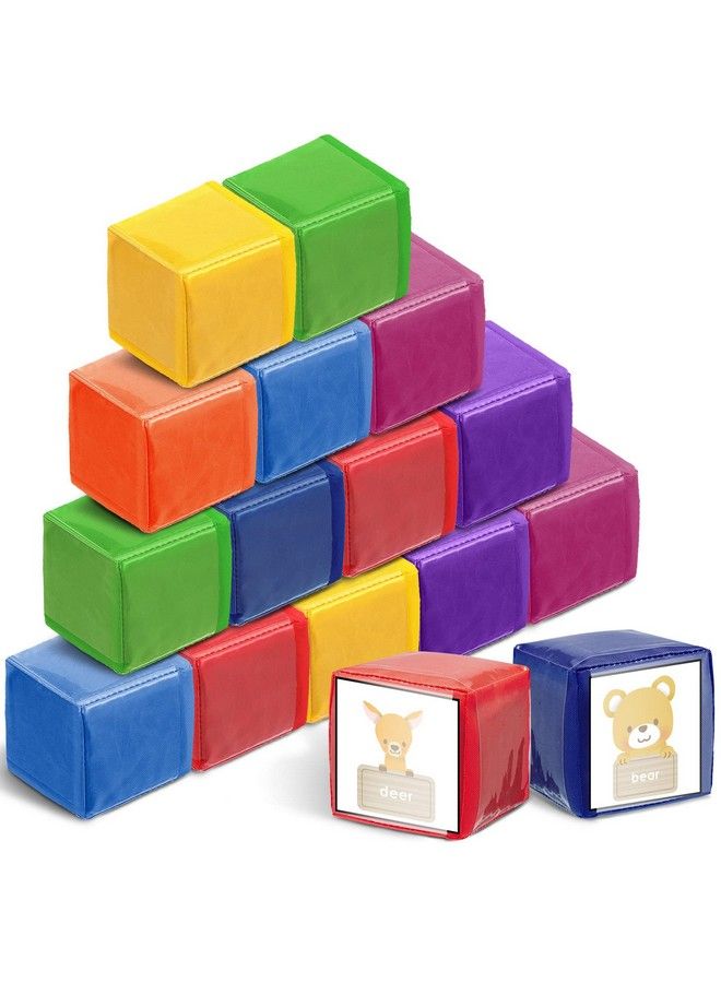 Yilloog 16 Pcs 3.15 Inch Diy Education Dices Foam Building Blocks For Toddler Kids Soft Clear Pockets Dices Playing Game Learning Stacking Cube Toys For Classroom Infant Early Education Teaching - Image 1