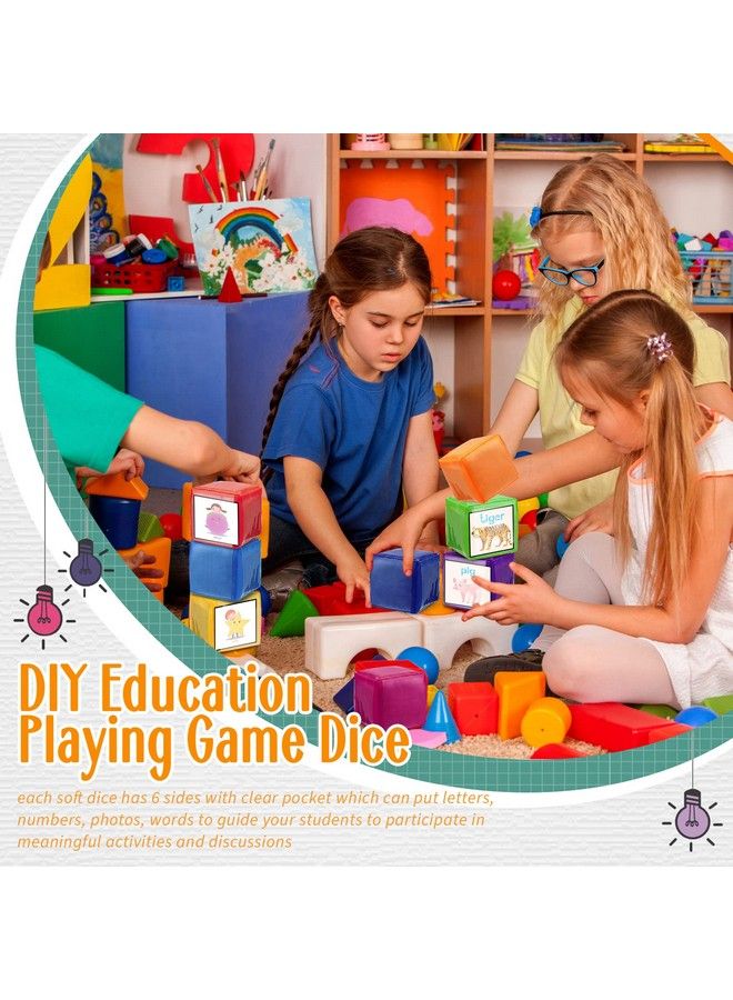 Yilloog 16 Pcs 3.15 Inch Diy Education Dices Foam Building Blocks For Toddler Kids Soft Clear Pockets Dices Playing Game Learning Stacking Cube Toys For Classroom Infant Early Education Teaching - Image 4