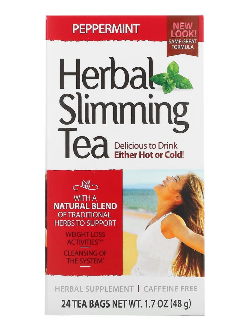 21st Century Herbal Slimming Tea Peppermint - Caffeine Free 24 Tea Bags - Image 1
