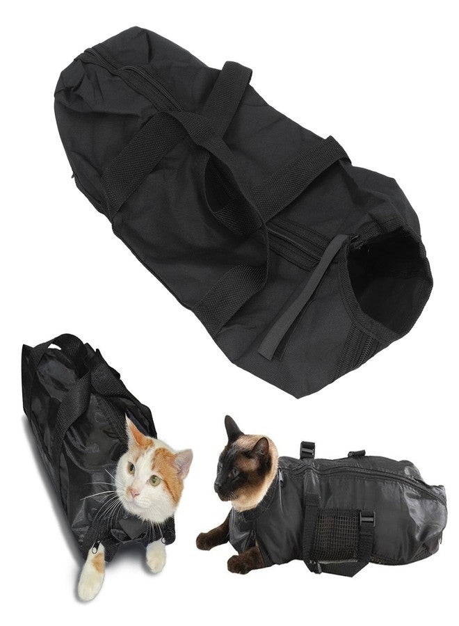 Depisuta Cat Grooming Bag, Comfortable and Cat Bathing Bag with Easy Access for Nail Trimming and Cleaning, Sturdy Oxford Cloth Cat Restraint Bag (Black) with Multifunctional Use - Image 1