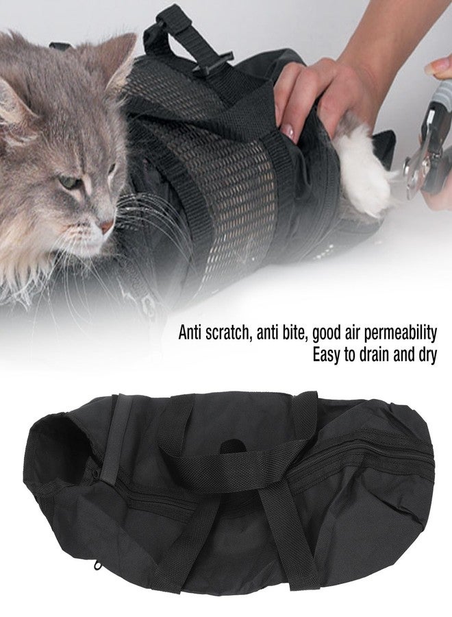 Depisuta Cat Grooming Bag, Comfortable and Cat Bathing Bag with Easy Access for Nail Trimming and Cleaning, Sturdy Oxford Cloth Cat Restraint Bag (Black) with Multifunctional Use - Image 2