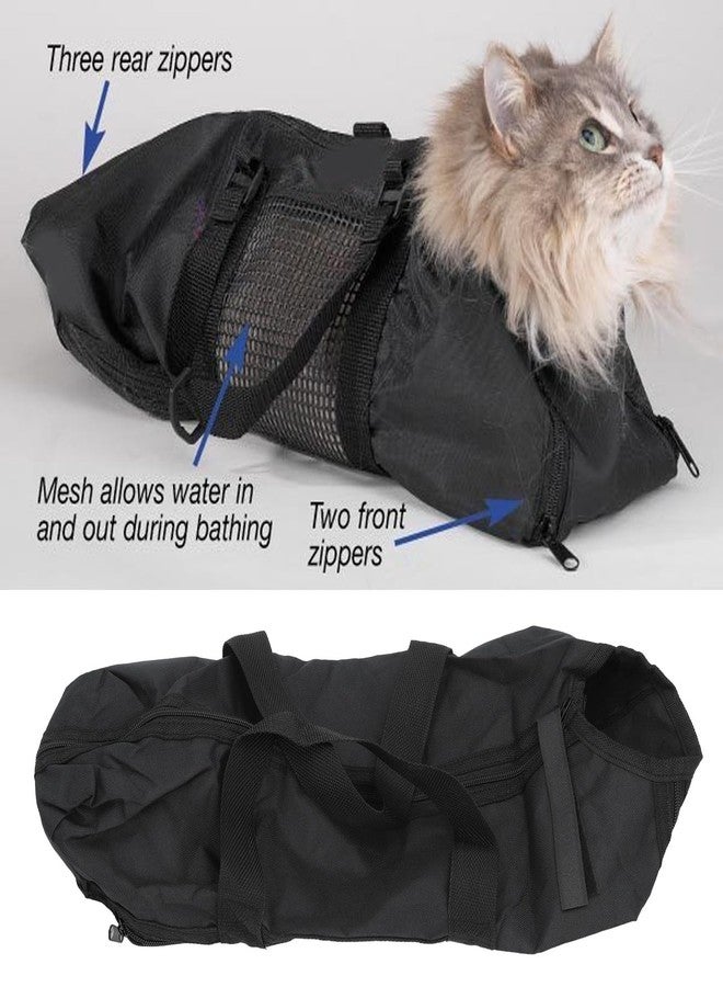 Depisuta Cat Grooming Bag, Comfortable and Cat Bathing Bag with Easy Access for Nail Trimming and Cleaning, Sturdy Oxford Cloth Cat Restraint Bag (Black) with Multifunctional Use - Image 3