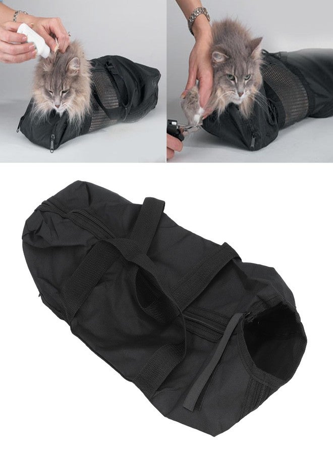 Depisuta Cat Grooming Bag, Comfortable and Cat Bathing Bag with Easy Access for Nail Trimming and Cleaning, Sturdy Oxford Cloth Cat Restraint Bag (Black) with Multifunctional Use - Image 5