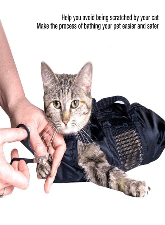 Depisuta Cat Grooming Bag, Comfortable and Cat Bathing Bag with Easy Access for Nail Trimming and Cleaning, Sturdy Oxford Cloth Cat Restraint Bag (Black) with Multifunctional Use - Image 4