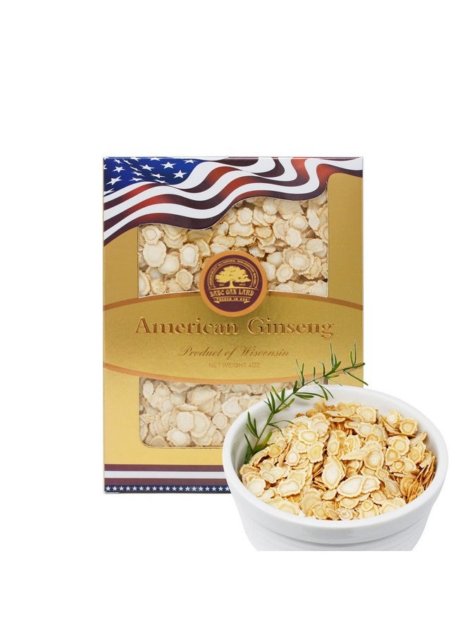 DABC OAK LAND American Ginseng Slices From Wisconsin (Sliced Ginseng Root Wisconsin Grown!Most People Use It To Make Ginseng Tea! Good For Health! (American Ginseng Slices (Small Round) 1 Box Of 4 Ounces)  - Image 1