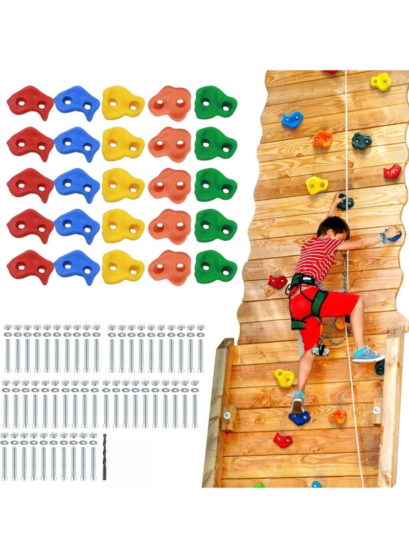 25 PCS Rock Climbing Holds for Kids and Adults, Multi-Colored Climbing Rock Wall Grips for Indoor and Outdoor Playground Play Set - Image 1