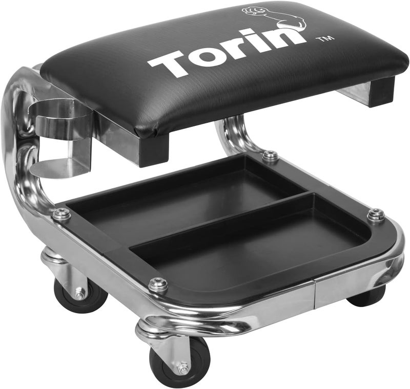 Torin Heavy Duty Rolling Creeper Garage/Shop Seat with Tool Tray and Cup Holder - Image 1