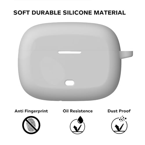 Sounce Case Cover for Boat Airdopes Flex 454 ANC, 360° Protection, Shockproof Design, Scratch Resistant, Silicone Case with Keychain (Front LED Visible) - Grey - Image 5