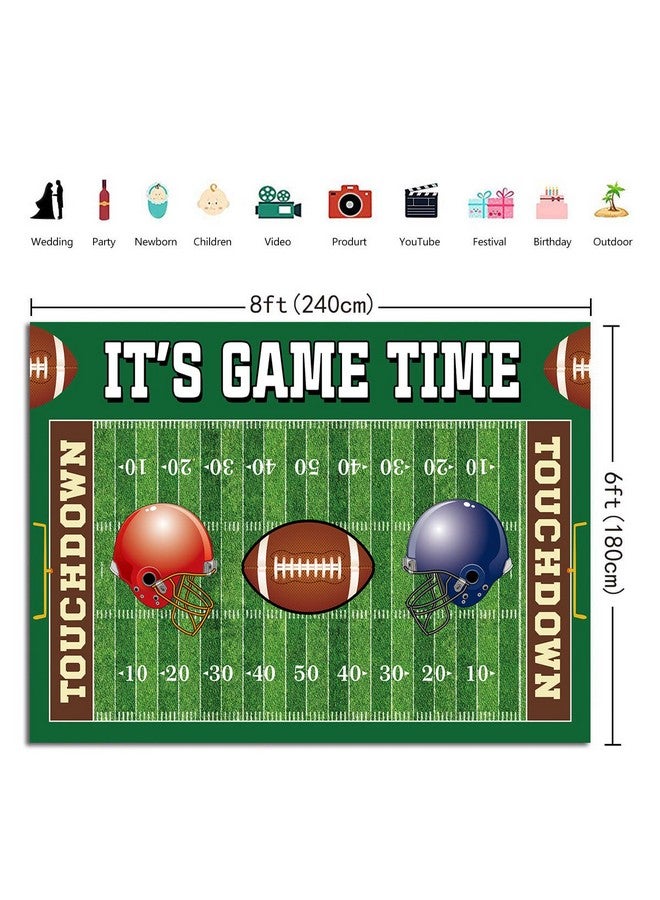Cenven Football Backdrop It's Game Time Party Backdground Football Birthday Banner Touchdown Football Party Decorations Boy Birthday Party Backdrop 8x6FT - Image 5