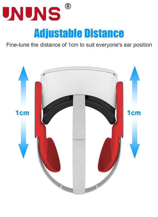 UNUNS Silicone Ear Cover Set For Meta Quest 2,VR Headset To Enhanced Sound,For 2 Accessories Headphone Extension Cover,1 Pair Red  - Image 5