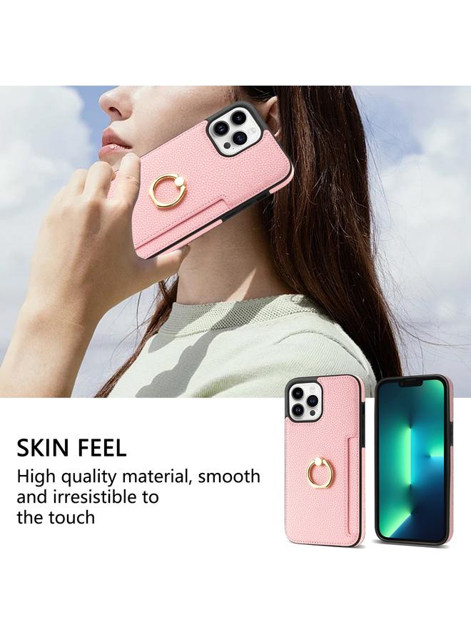 The Bros Phone Case For iPhone 11 Pro Ring Card Litchi Leather Back Phone Phone Case - Image 4