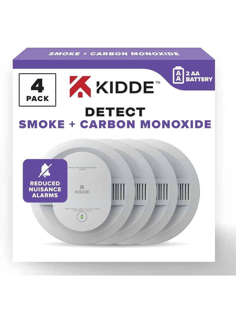 Kidde Kidde Smoke  Carbon Monoxide Detector AA Battery Powered LED Warning Light Indicators 4 Pack  - Image 1