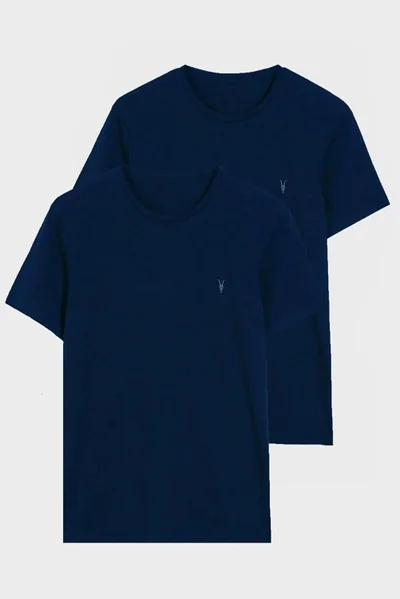 Four Man Crew Neck Standard Fit Basic Cotton Navy Blue Men's T-Shirt Pack of 2