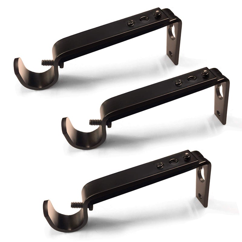 IHRDNNR Curtain Rod Holders Heavy Duty Adjustable Rod Brackets for 7/8 or 1 Inch Rods, Set of 3 (Bronze) - Image 1