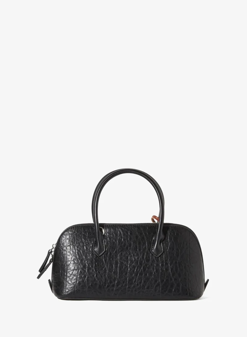 ستايلي Black Textured Handbag with Charm