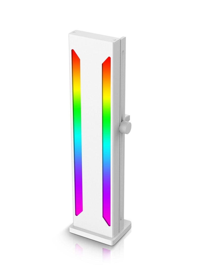 SOLARAE GPU Support Bracket, ARGB Adjustable Sliding Aluminum Alloy Graphics Card Holder, Rubber Pad Magnetic Base GPU Sag Bracket for Graphics Card (White) - Image 1