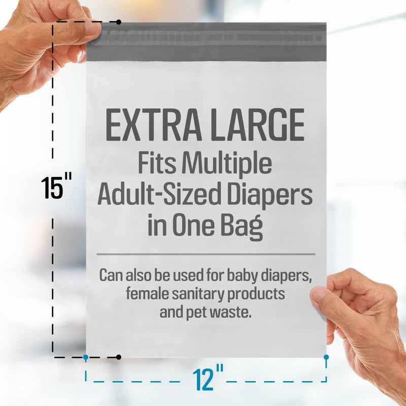 IMPRESA Disposable Adult Diaper Bags  75Pack 12 x 15 in Unscented  OdorProof LeakProof  TearResistant  ExtraThick Bags for Adult Diapers  Incontinence Pads - Image 5