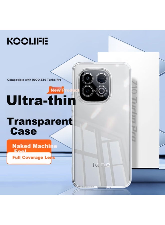 غطاء Koolife شفاف ناعم لهاتف Iqoo Z10 Turbo، حماية كاملة للعدسة، غطاء خلفي مضاد للبصمات لهاتف Iqoo Z10 Turbo Pro