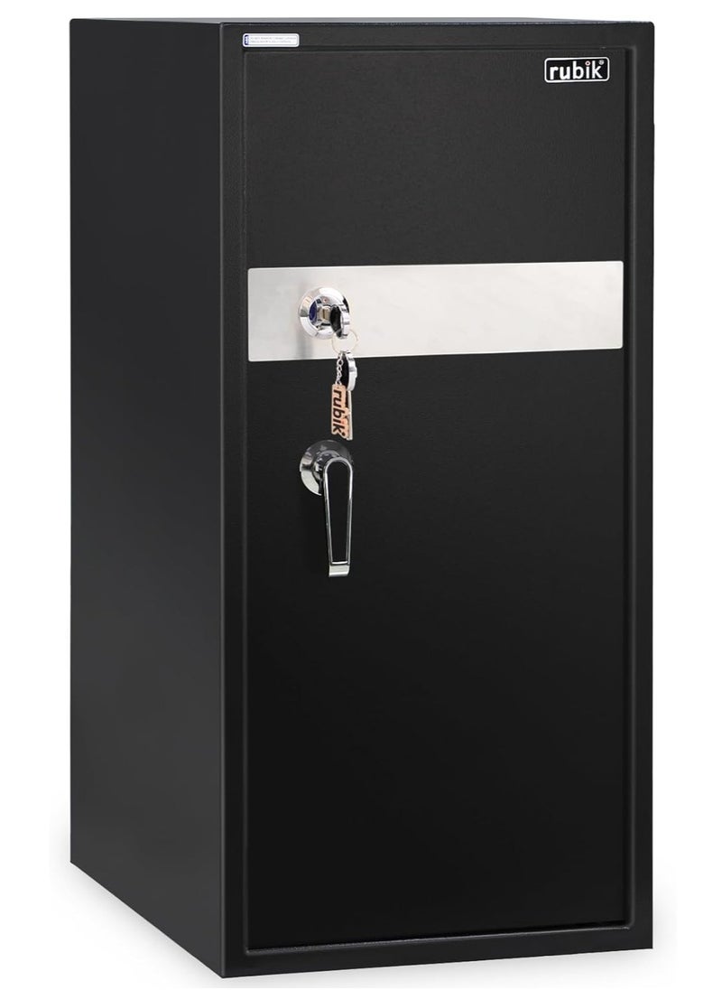 Rubik - Safe Box Large with Key Lock, Secure Locker for Money Files folder Documents Jewelry Home Office RB90K (Size 90x40x50cm) Black - Image 1