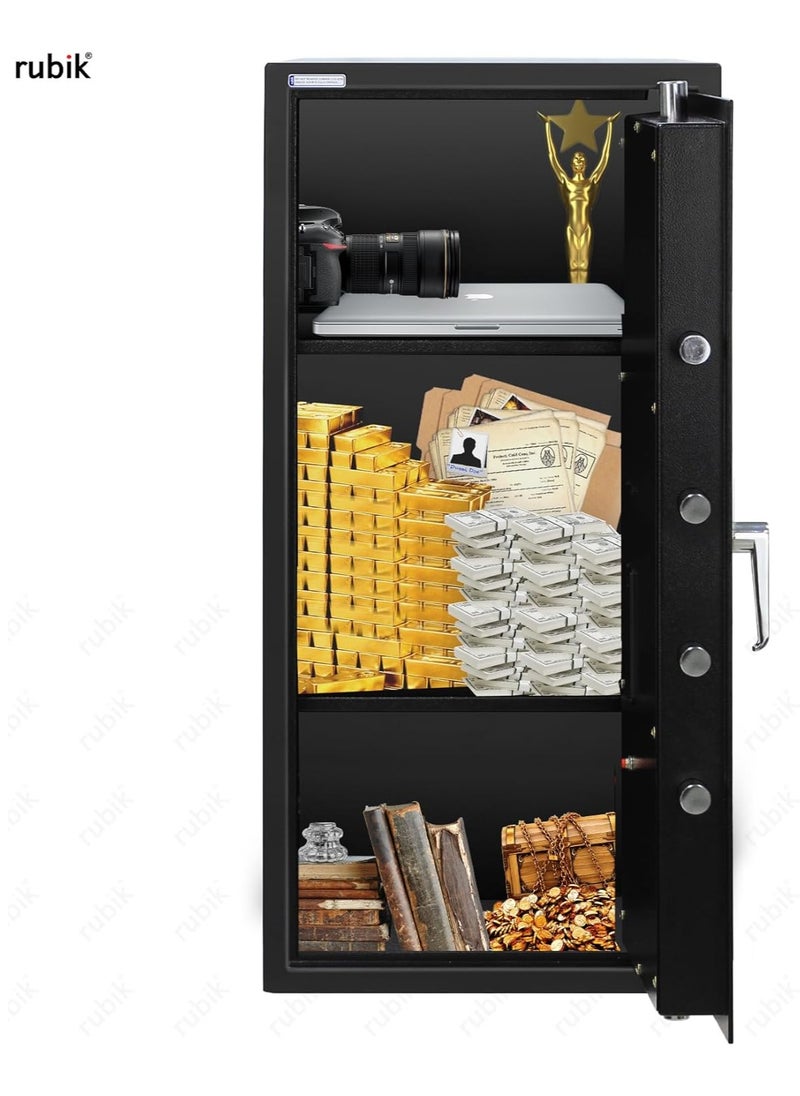 Rubik - Safe Box Large with Key Lock, Secure Locker for Money Files folder Documents Jewelry Home Office RB90K (Size 90x40x50cm) Black - Image 1