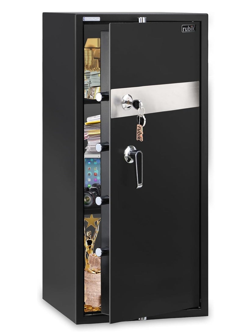 Rubik - Safe Box Large with Key Lock, Secure Locker for Money Files folder Documents Jewelry Home Office RB90K (Size 90x40x50cm) Black - Image 1